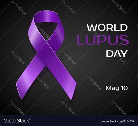 Purple Lupus Awareness Ribbon Isolated On Black Vector Image