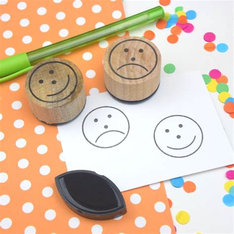 Happy And Sad Face Stamps Teacher Rubber Stamps Reward Stamps