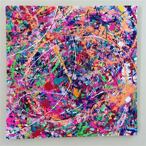 Neon Abstract Art Splatter Painting Colorful Canvas Art Large Etsy