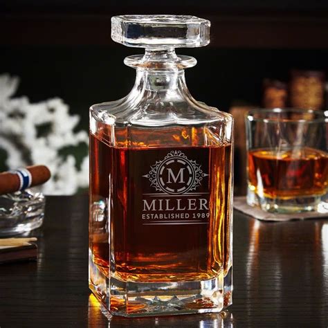 Oakmont Personalized Whiskey Decanter Set With Colchester Glasses