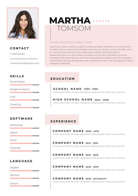 Download Free Light Pink Curriculum Vitae Template
