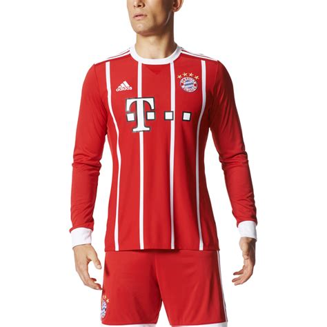 Adidas Bayern Munich Home Mens Long Sleeve Jersey 20172018 In Red