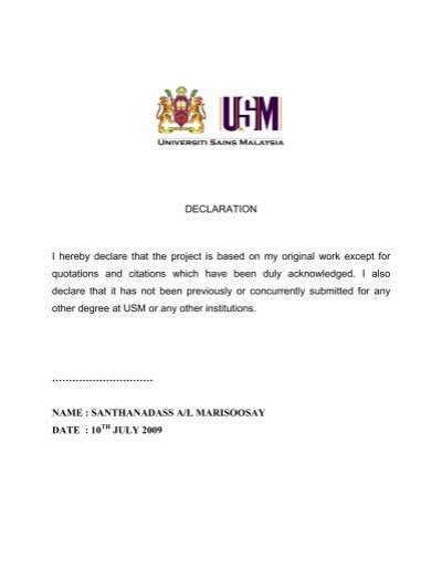 Declaration I Hereby Declare That The Project Is Eprints Usm