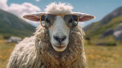Funny Sheep Wearing Sunglasses Generative Ai Stock Photo Image Of