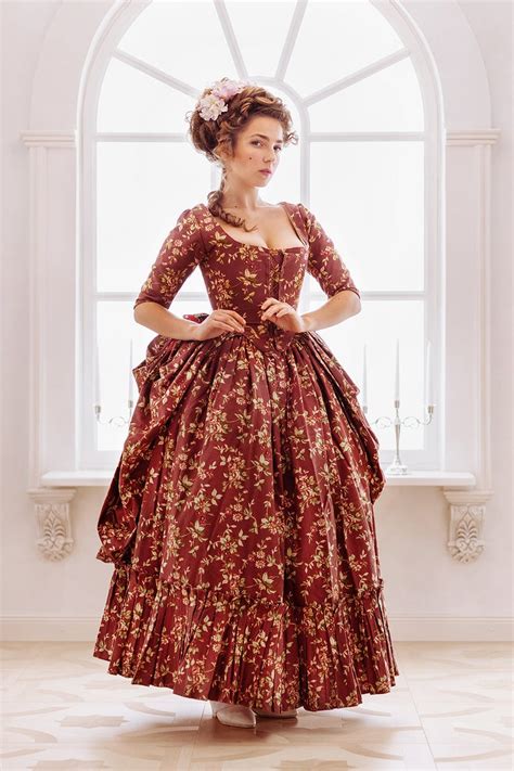 Robe A La Polonaise Woman Gown 18th Century Europe Ladies Gown