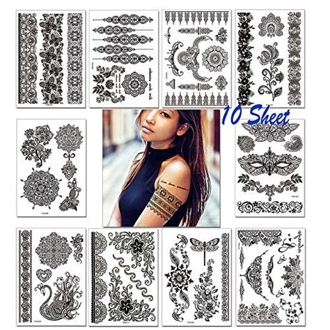 buy 10 sheets mehndi tattoo stickers black temporary tattoos for art sticker henna temporary