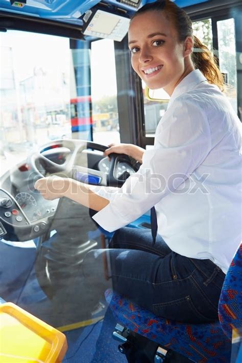 Portrait Of Female Bus Driver Behind Stock Image Colourbox