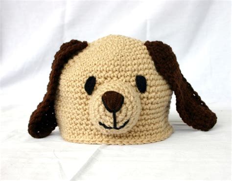Crochet Puppy Dog Hat 6 12 Month Size Baby Beanie Toddler Etsy