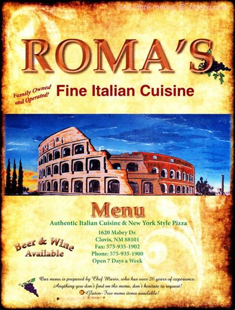 Online Menu of Romas Italian Restaurant Restaurant, Clovis, New Mexico ...
