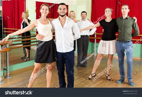 Smiling Young People Dancing Waltz Hall Stock Photo 402931150