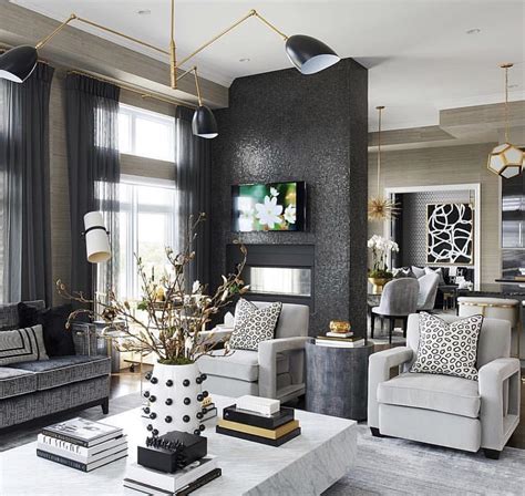 Elegant Monochromatic Grey Living Room Decor With Gold And Grey Accents