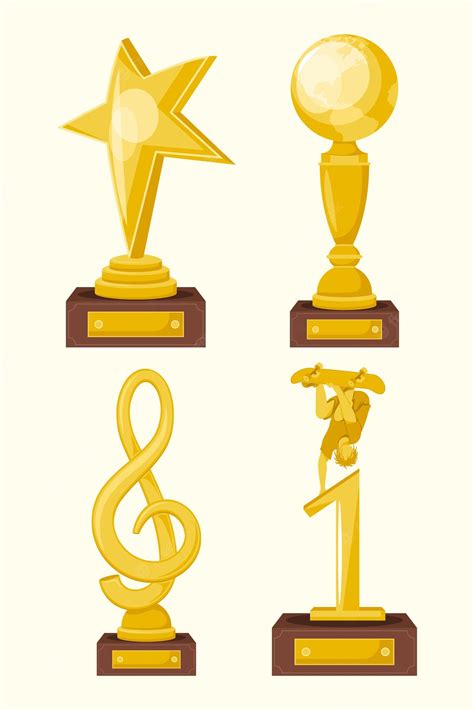 Premium Vector Four Golden Trophies Awards