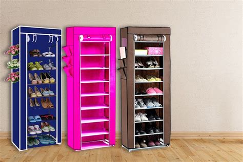 Shoe rack stackable cabinet storage organiser portable wardrobe with cover. Pin on things to buy