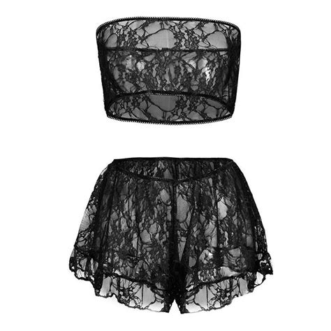 sexy women lace lingerie bra briefs set see through ruffle underwear nightwear ebay
