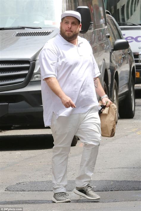 Jonah Hill Pops Out In All White And Kanye Wests Yeezy Boost 350