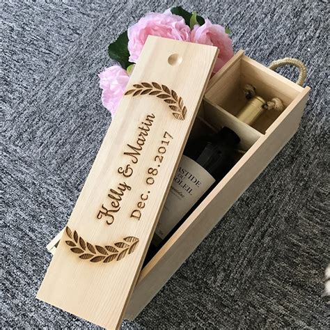 Personalized Wooden Red Wine Gift Box Wedding Anniversary Gifts