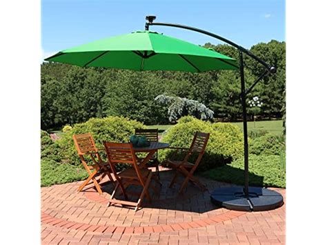 Sunnydaze Offset Patio Umbrella W Solar LED Lights