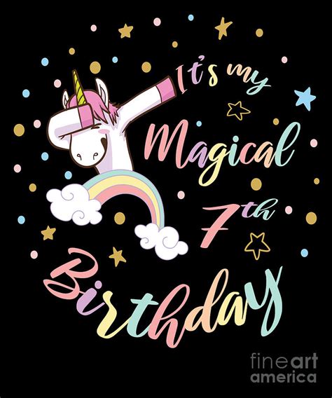 Its My Magical 7th Birthday Dabbing Unicorn Girl Bday Design Digital