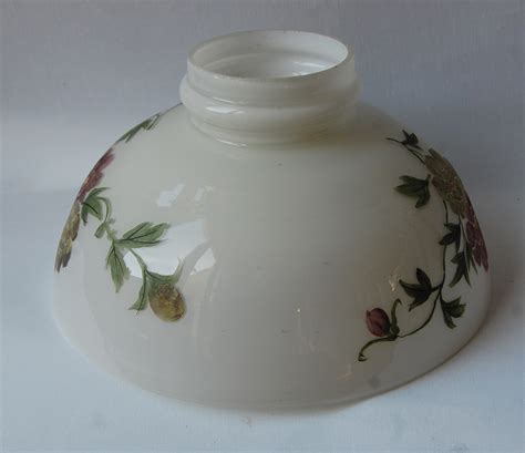 Antique Opal Painted Glass Dome Oil Lamp Shade No 51 English Lamp Company