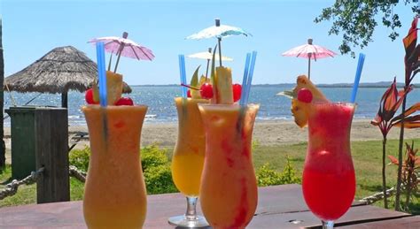 Fresh Tropical Cocktails At Smugglers Cove Fiji Beach Resorts Deck Dining Area Fiji