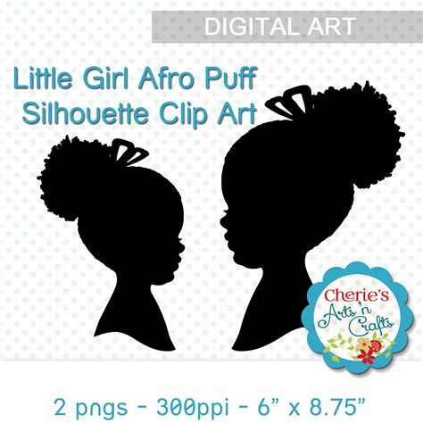 Cute Little Afro Puff Girl Silhouette Silhouettes Clip Art