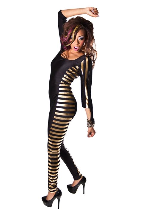 Comfortable Messqueen New York Black And Gold Fringe Catsuit T