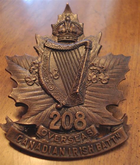Canadian Ww1 Cef 208 Cap Badge Overseas Canadian Irish