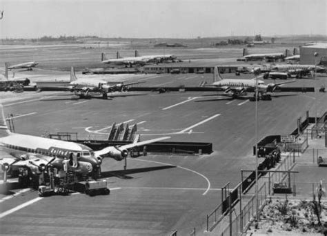 View Of Airplanes Lined Up At The Los Angeles Airport Ca1948