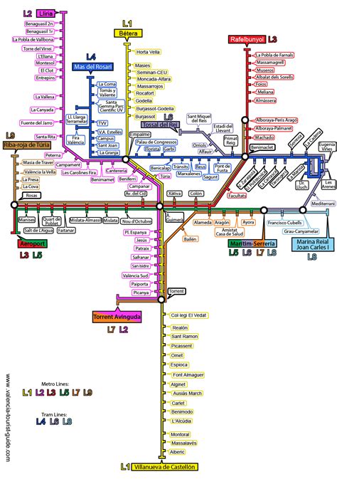 Valencia Metro Map Map Of The Underground System In Valencia Spain