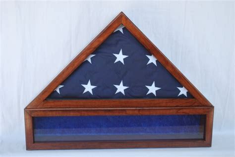 Memorial Military Flag Display Case With Medals Section
