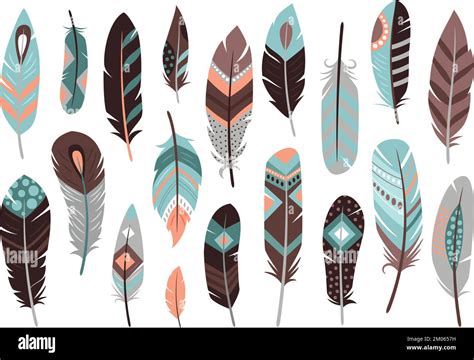 Colored Feathers Vector Icons Isolated On White Background Various