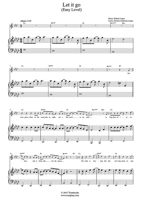 Let It Go Frozen Easy Level Menzel Piano Sheet Music
