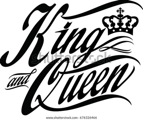Hand Lettering Word King Queen Vector Stock Vektorgrafik Lizenzfrei
