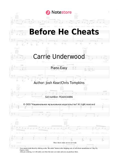 Carrie Underwood Before He Cheats Sheet Music For Piano Download Piano Easy SKU PEA At