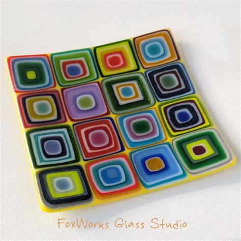 Fused Glass Stack Construction Plate In 2023 Fused Glass Artwork Fused Glass Wall Art Fused