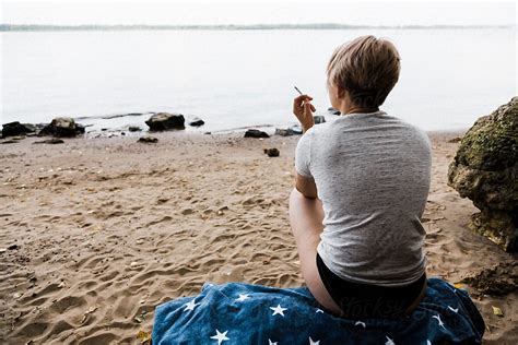 Lesbian Woman Relax On The Lake Del Colaborador De Stocksy Alexey Kuzma Stocksy