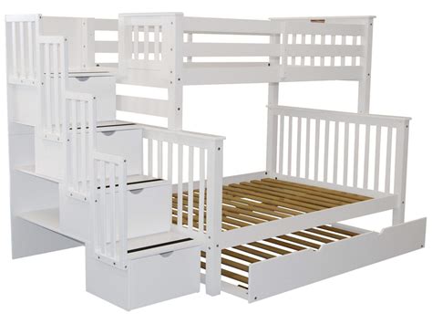 Bedz King Stairway Bunk Beds Twin Over Full With 4 Drawers In The Steps