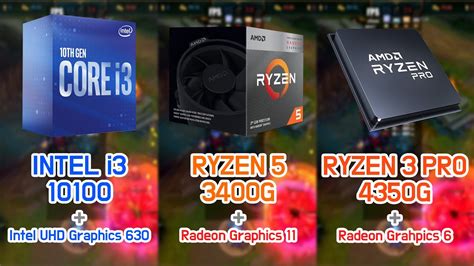 Intel I3 10100 Vs Ryzen 5 3400g Vs Ryzen 3 Pro 4350g 5 Games Youtube