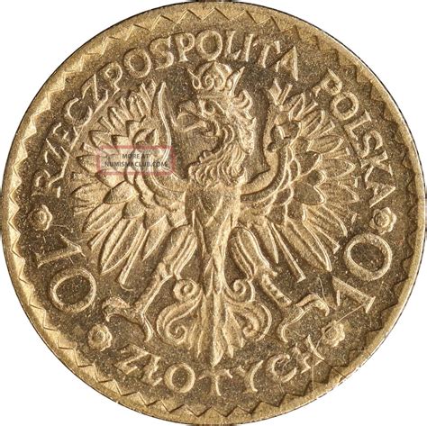 Poland Gold 10 Zlotych 1925 Gem Brilliant Uncirculated