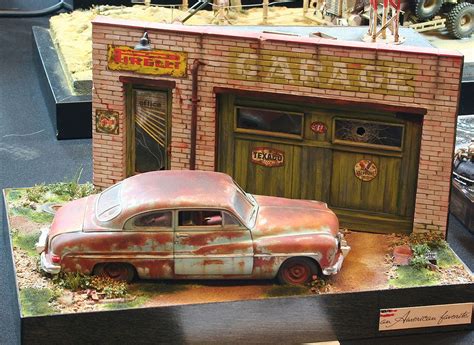 American Car And Retro Garage 135 Scale Model Diorama Dioramas Scale
