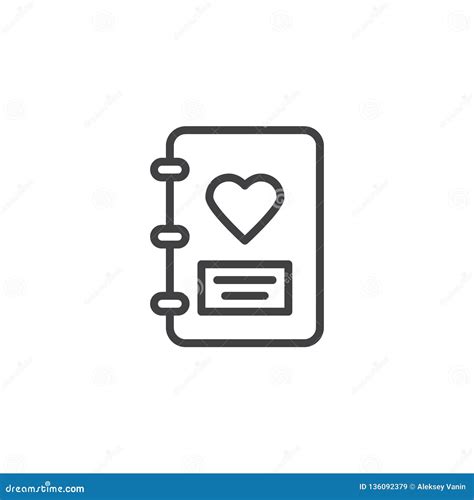 Love Diary Line Icon Stock Vector Illustration Of Linear 136092379