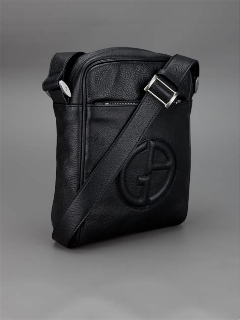 Giorgio Armani Raised Logo Messenger Bag In Black For Men Lyst