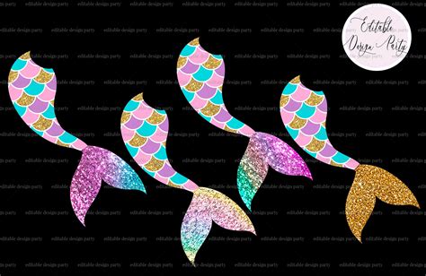 Instant Download Mermaid Tail Glitter Clipart Mermaid Etsy