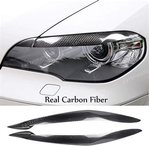 Real Carbon Fiber Headlight Eyelids Eyebrow Cover For Bmw