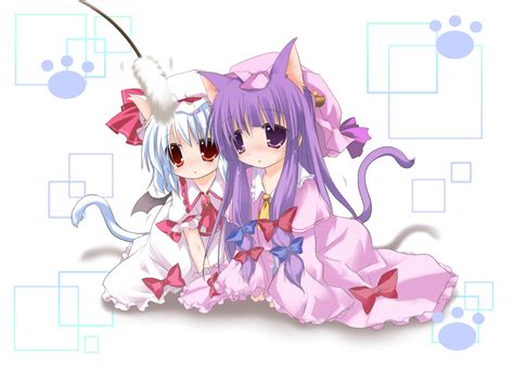 2girls Animal Ears Catgirl Patchouli Knowledge Remilia Scarlet Tail