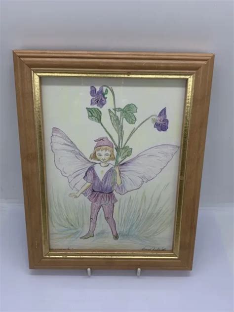 Vintage Hand Pencil Drawing Of Dog Violet Fairy In A Rezaro 8” X 6