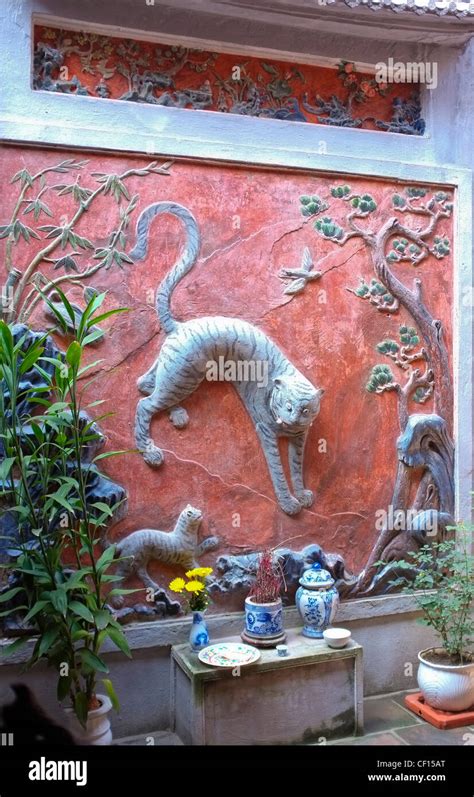 Ancestors Altar Wall Decorated With Animal Sculptures Hanoi Vietnam