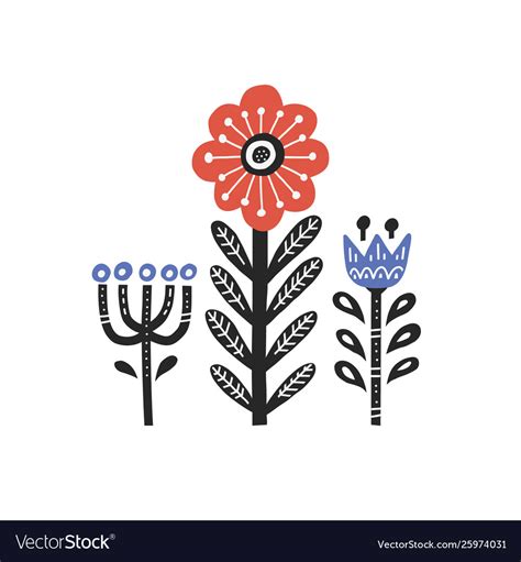 Flowers In Scandinavian Collection Royalty Free Vector Image