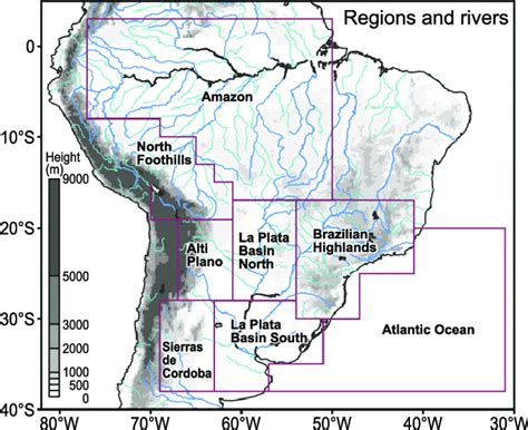 Topographical Map Of South America Showing The Andes Mountain Range