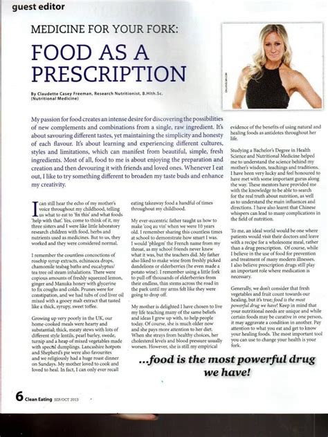 Food as a Prescription Article 2013 by Claudette Casey ...